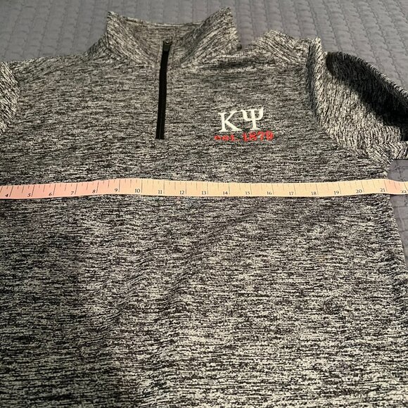 Sport Tek Size Small Heather Grey Fleece Kappa Psi Half Zip Jacket - Picture 5 of 6